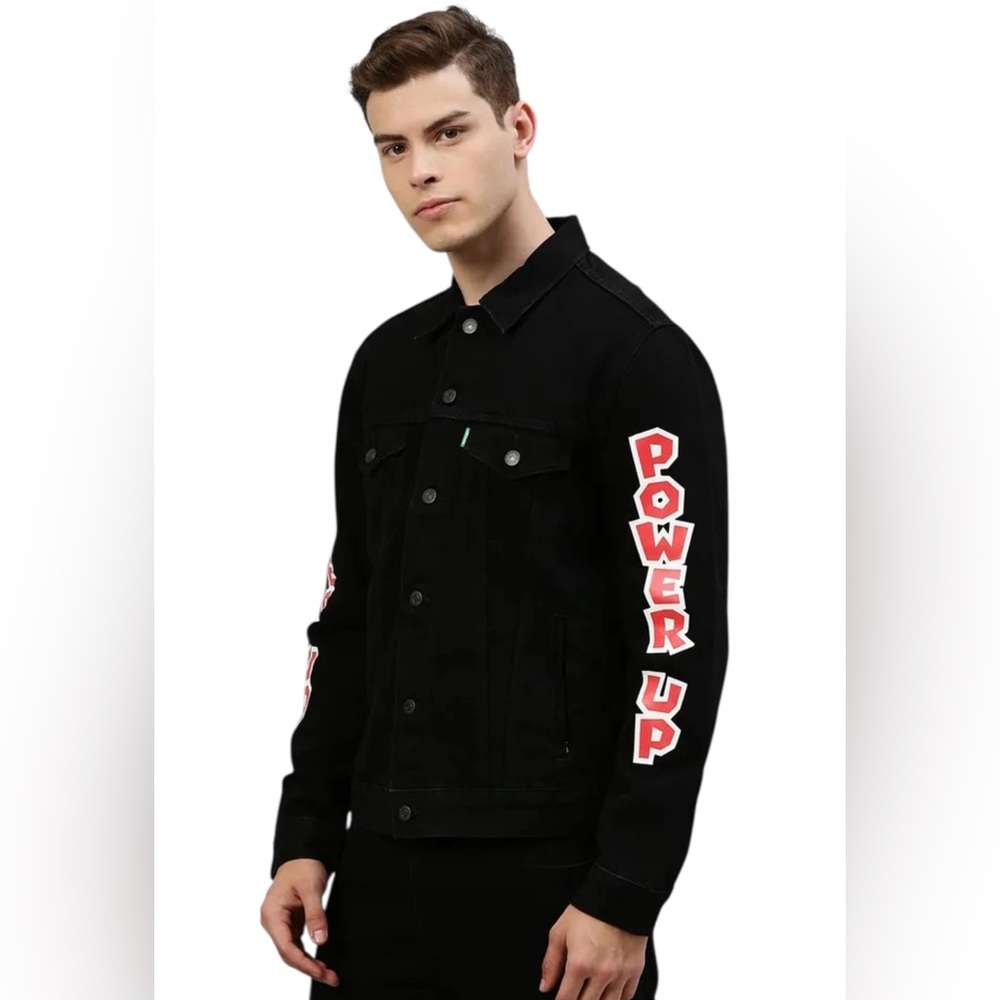 Levi's Super Mario Men's Black Denim Jacket Size M  PIT TO PIT 21 LENGTH 25 NWOT - Picture 3 of 14